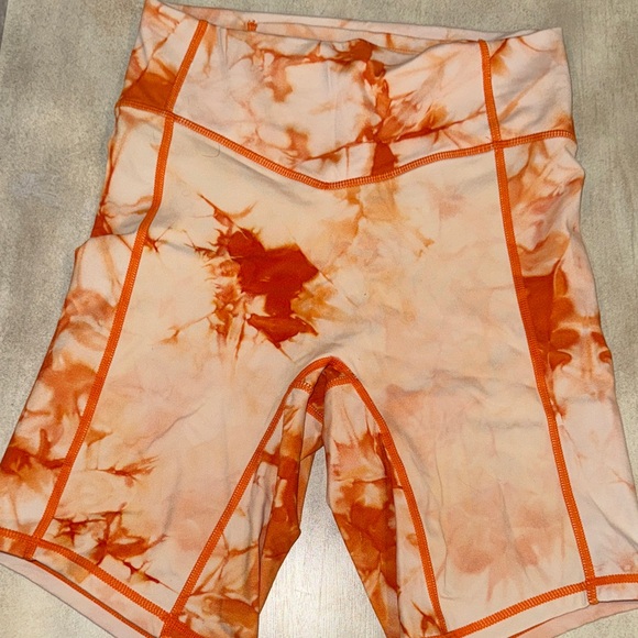 Vibrant Orange Tie-Dye Women's Bike Shorts - Picture 1 of 2